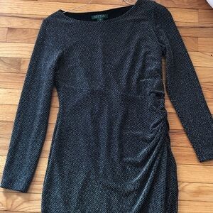Lauren Ralph Lauren Black and Silver Long Sleeve Dress
